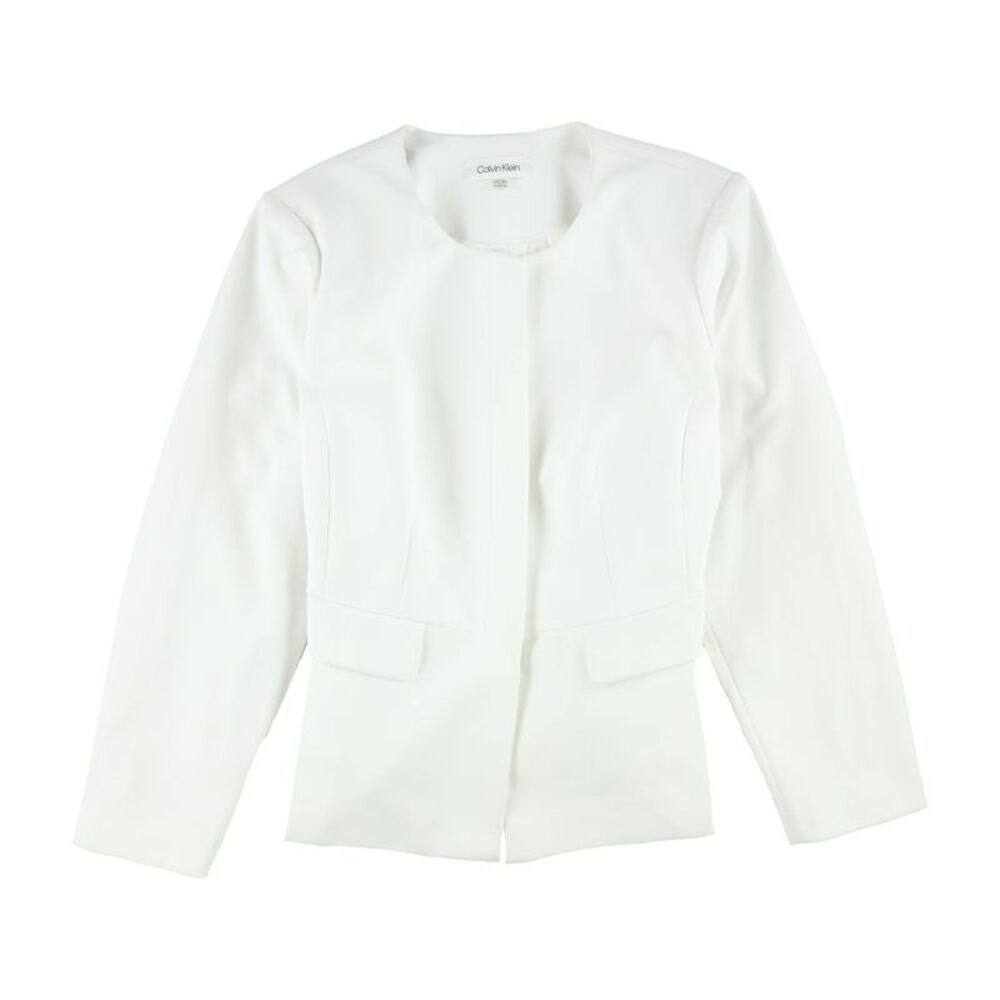 Calvin Klein Womens Hidden Button Front Blazer Jacket, White, Plus Size, 18W, DM